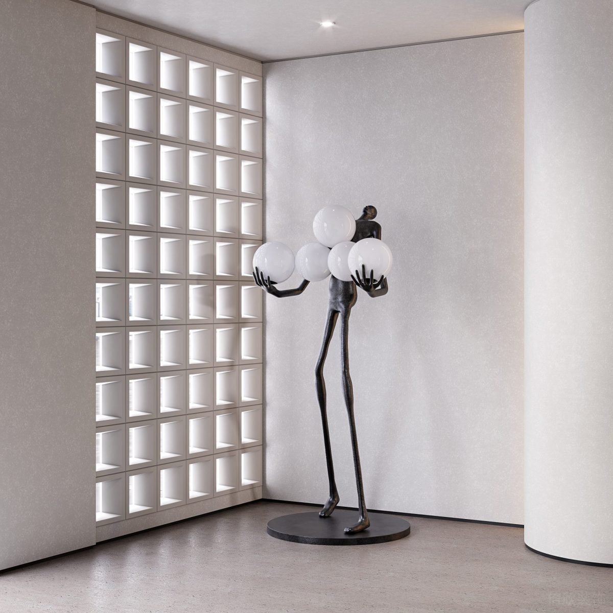 白色設(shè)計裝修效果效果鏤空墻體隔斷效果木飾面地板藝術(shù)感裝置辦公室