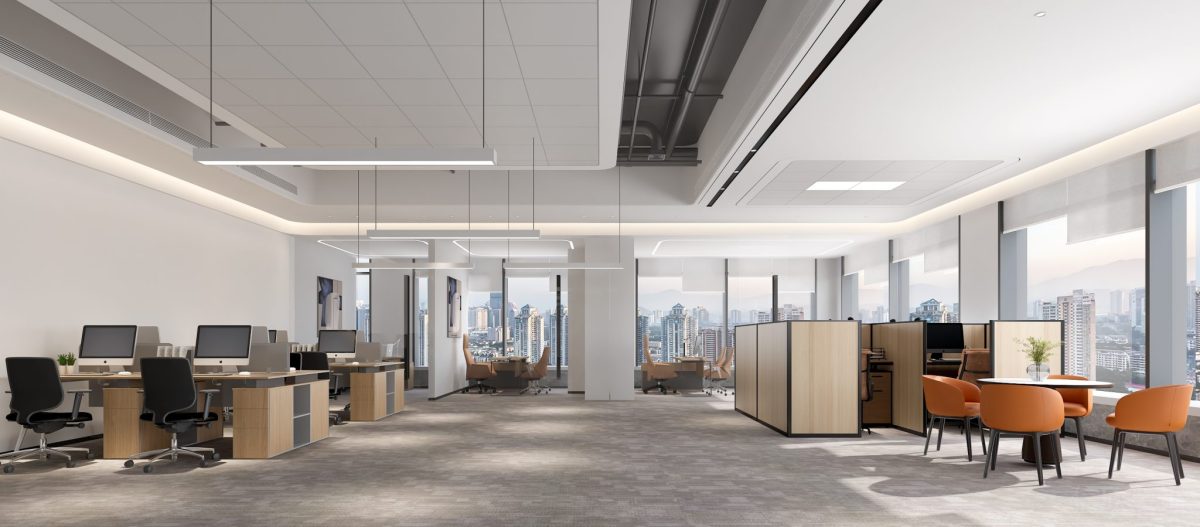 公共辦公區(qū)裝修木紋辦公臺工位